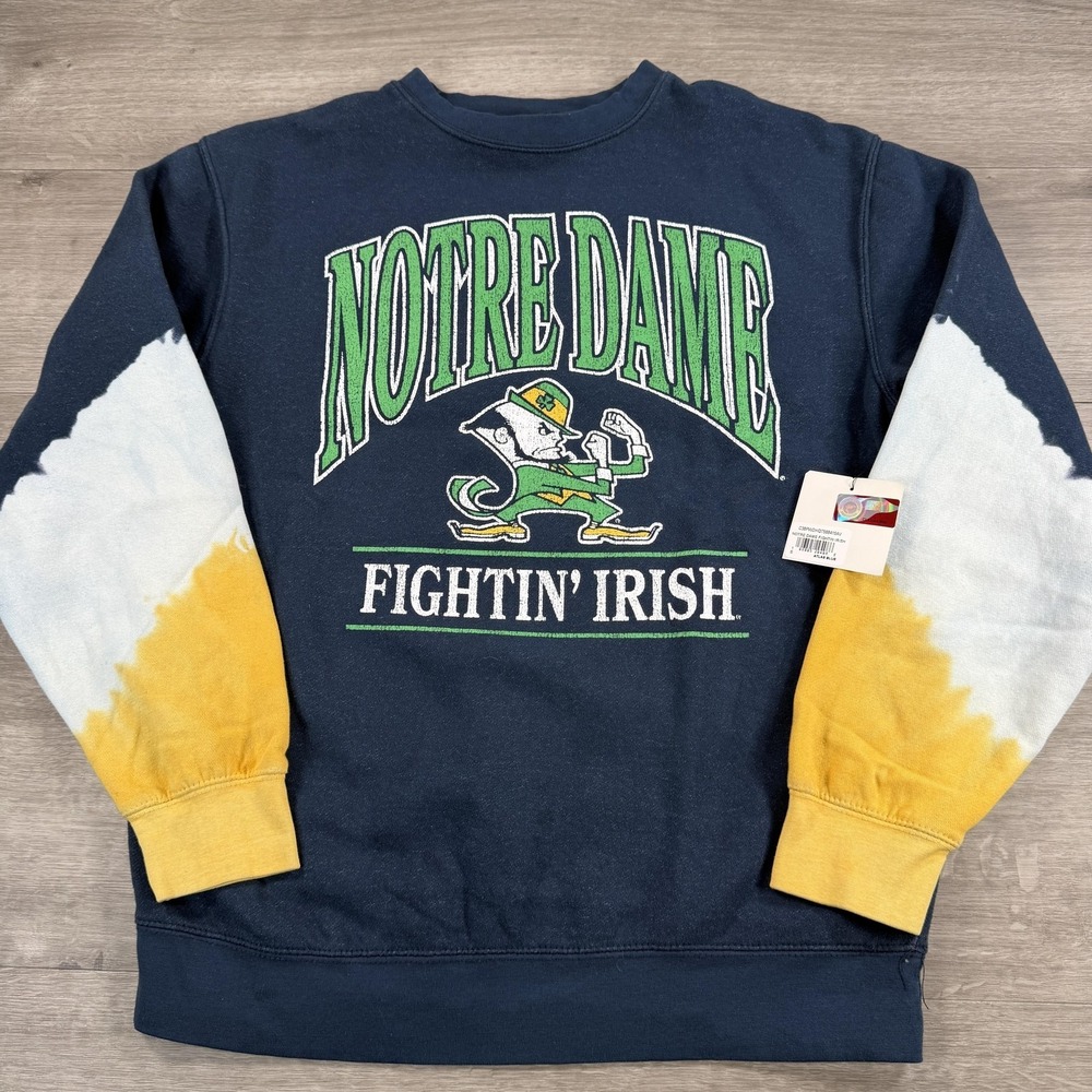 Notre Dame Fighting Irish Crewneck Sweatshirt Retro Tie Dye NCAA Football 47